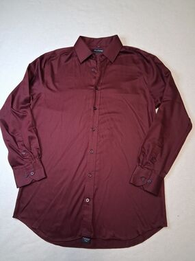 Men's Long-Sleeve Dress Shirt in Wine Wrinkle Free Bellissimo